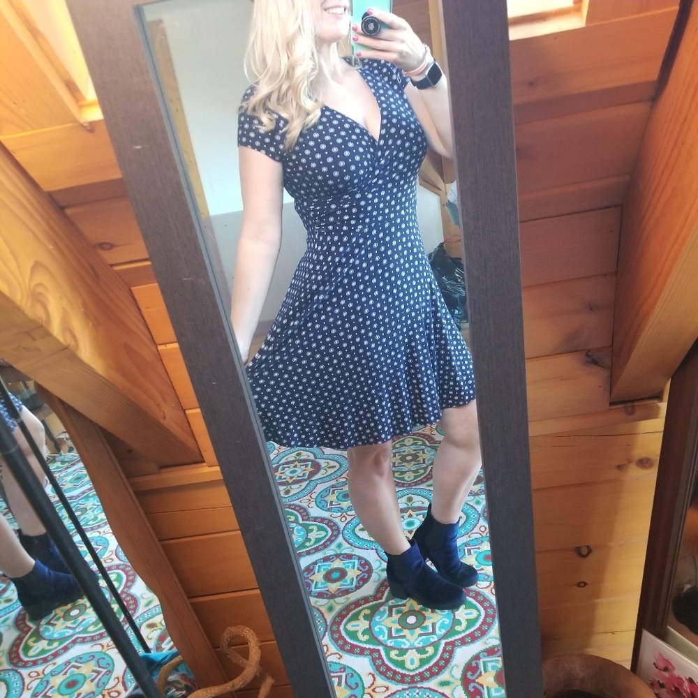 Navy Patterned Dress